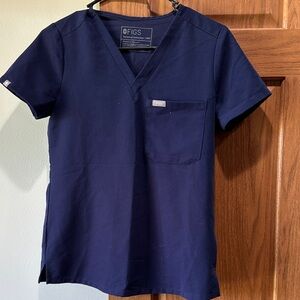 Figs Deep Blue V-Neck Scrub Top